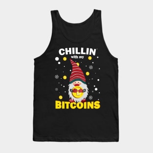 Funny Chillin With My Bitcoin Nordic Gnome Christmas Gift Tank Top